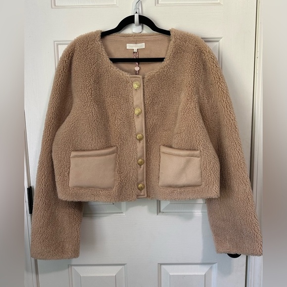NWT LoveShackFancy Lully Faux Shearling Jacket in Honey. Size XXL. - Picture 16 of 16
